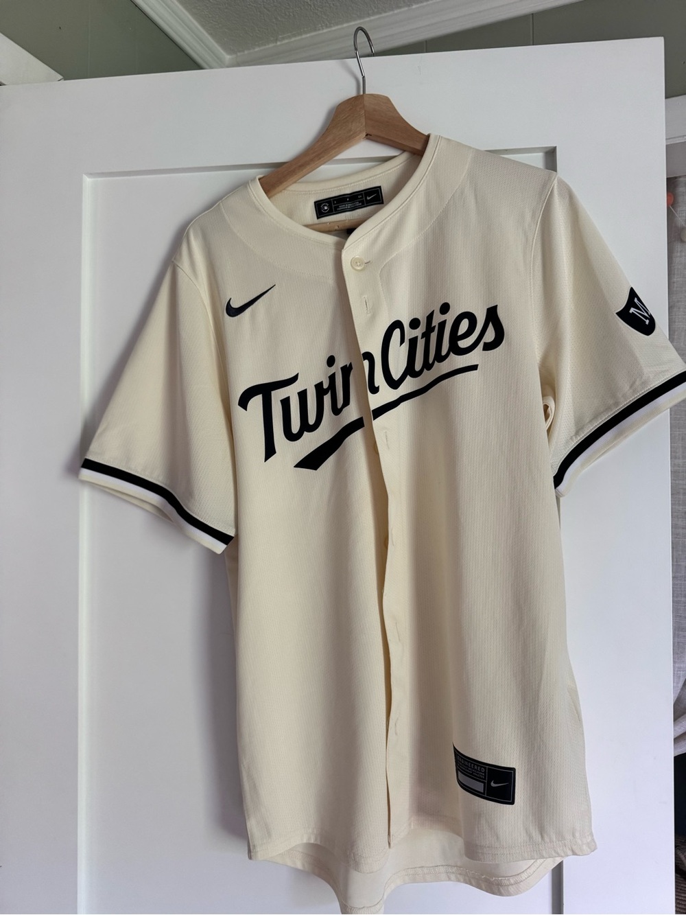 Nike Cream Button-Front Baseball Jersey